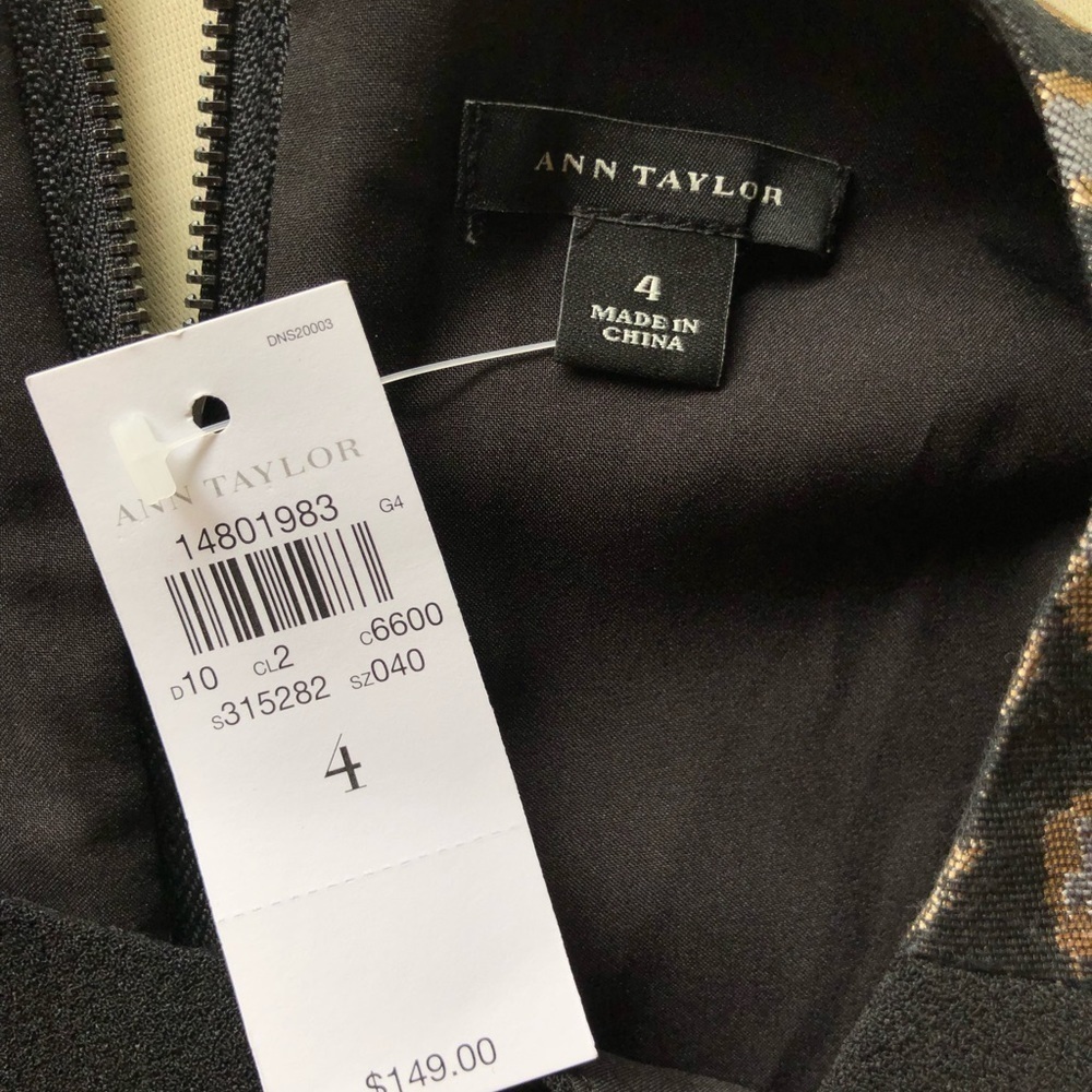 NWT Ann Taylor metallic leopard black sheath dress workwear - Picture 8 of 8